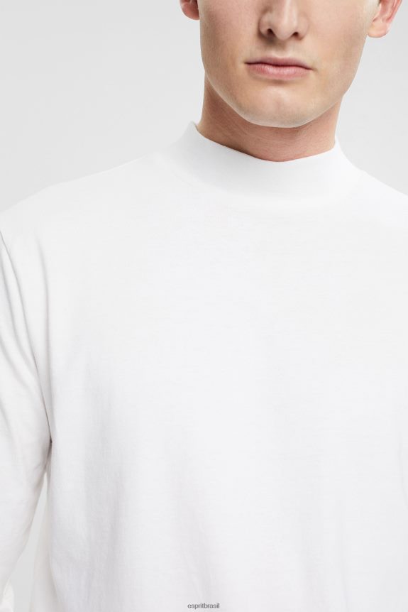top de manga comprida com gola alta homens Esprit branco manga comprida 82P6TP943