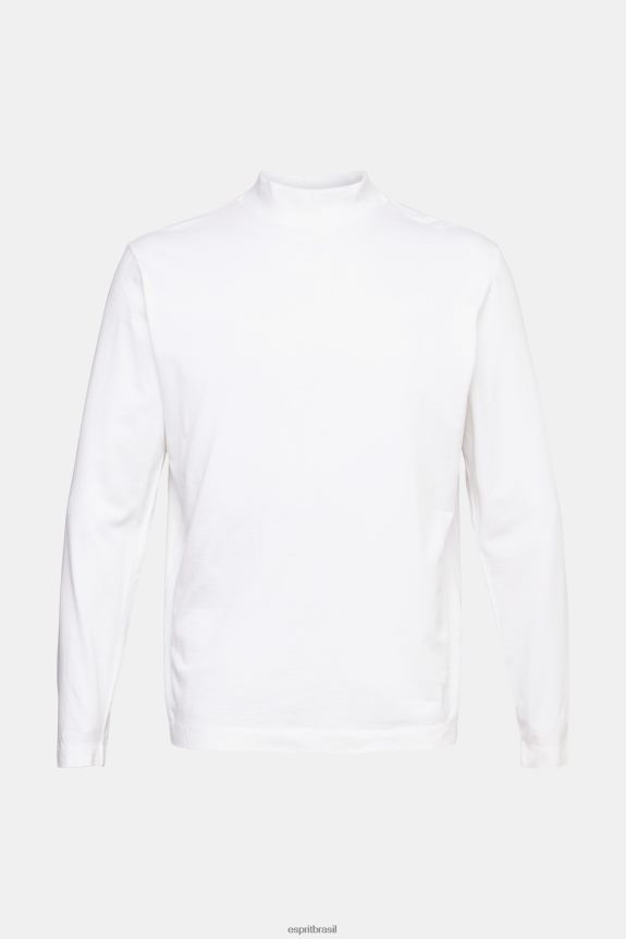 top de manga comprida com gola alta homens Esprit branco manga comprida 82P6TP943