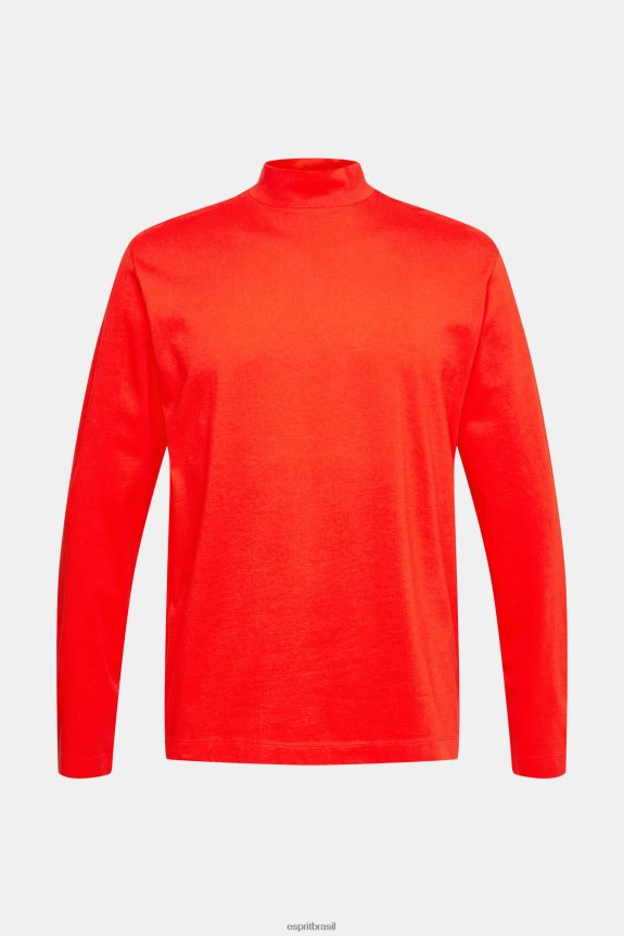 top de manga comprida com gola alta homens Esprit vermelho manga comprida 82P6TP944
