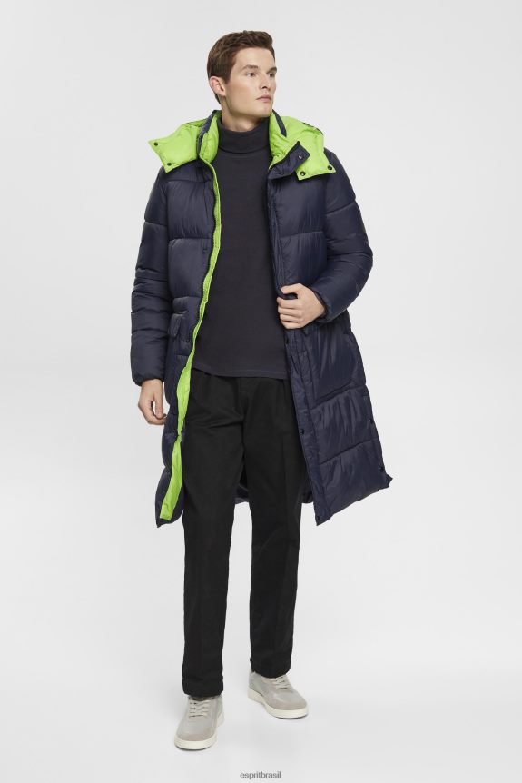 top waffle piquê manga comprida, 100% algodão homens Esprit marinha manga comprida 82P6TP695