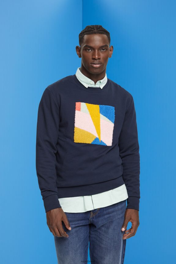 moletom com apliques homens Esprit marinha moletons e moletons 82P6TP882