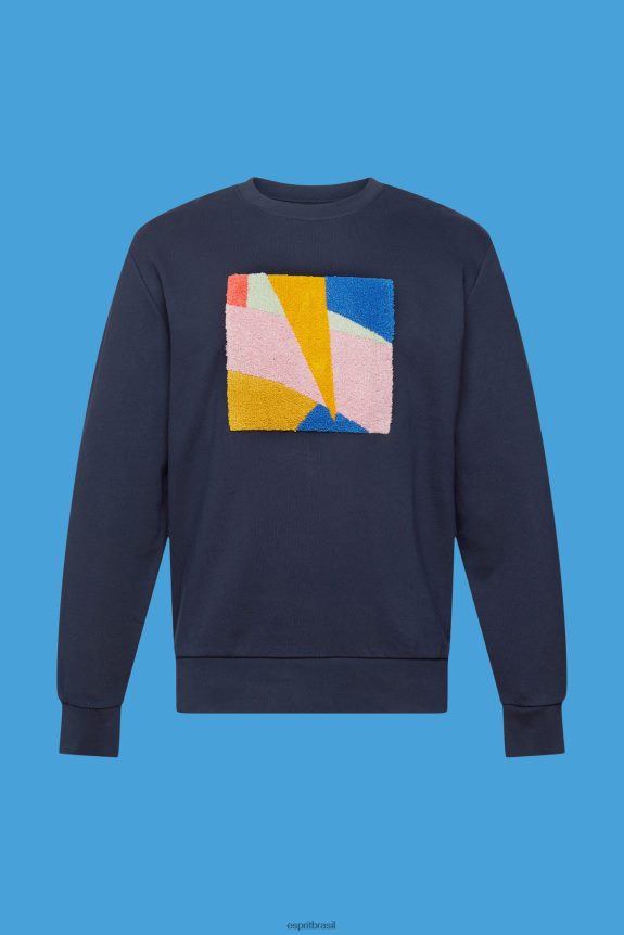 moletom com apliques homens Esprit marinha moletons e moletons 82P6TP882