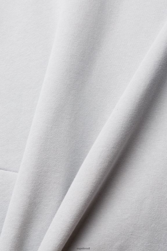 moletom com bolso com zíper homens Esprit cinza claro moletons e moletons 82P6TP933