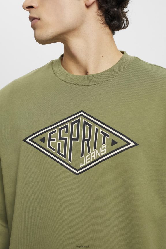 moletom com estampa de logo homens Esprit Oliva moletons e moletons 82P6TP656