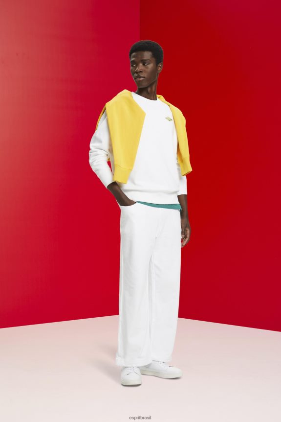 moletom com logo estampado nas costas homens Esprit branco moletons e moletons 82P6TP644