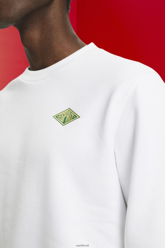 moletom com logo estampado nas costas homens Esprit branco moletons e moletons 82P6TP644