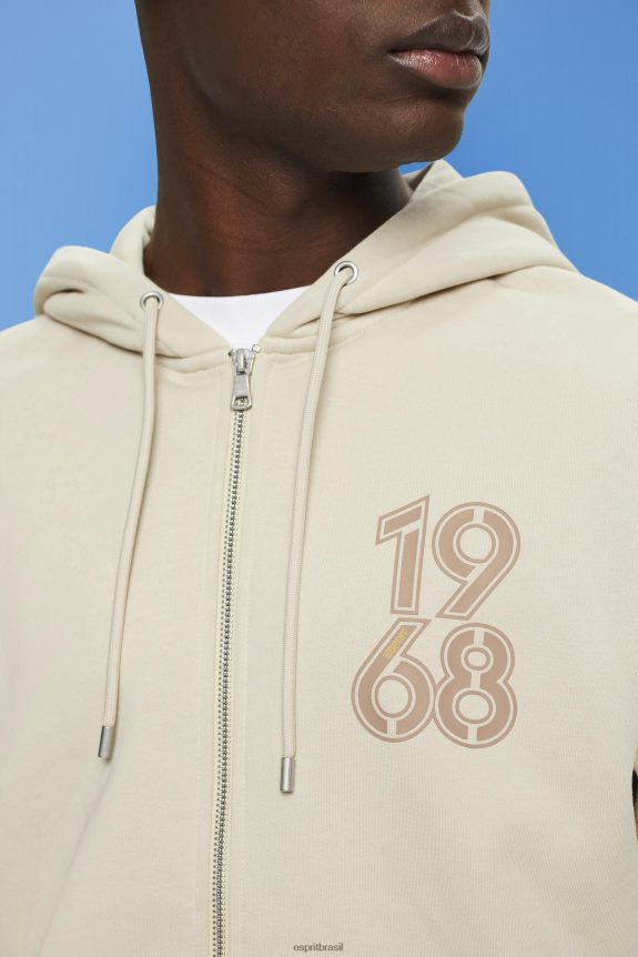 moletom com zíper completo homens Esprit cinza claro moletons e moletons 82P6TP635