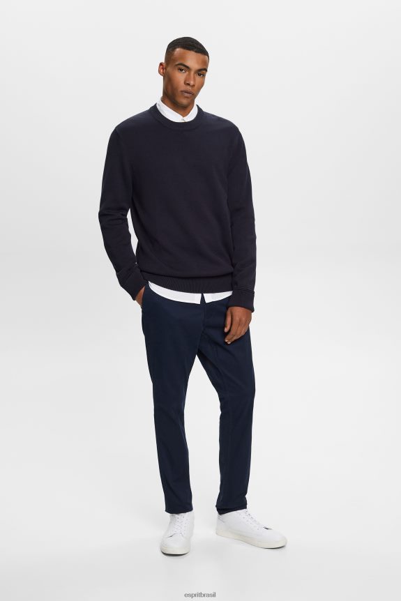 moletom de gola redonda de algodão homens Esprit marinha moletons e moletons 82P6TP579