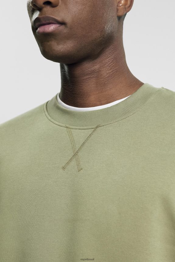 reciclado: moletom de cor lisa homens Esprit cáqui claro moletons e moletons 82P6TP748