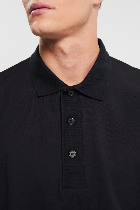 camisa pólo manga longa homens Esprit preto pólos 82P6TP819