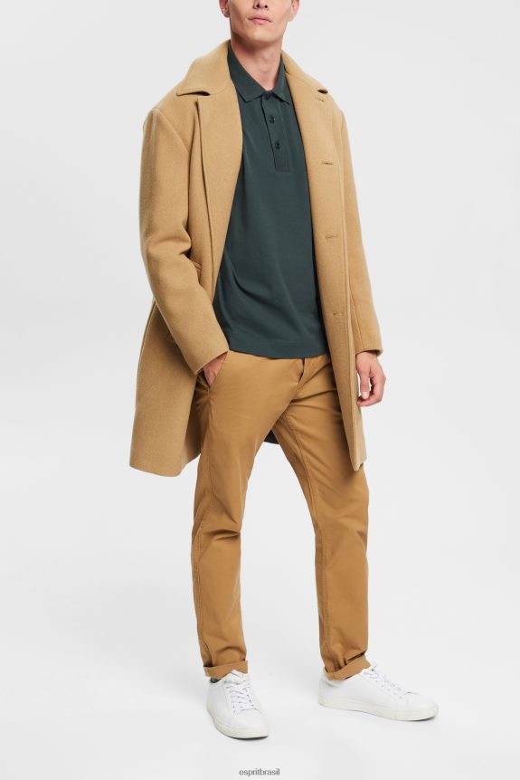 camisa pólo manga longa homens Esprit verde escuro pólos 82P6TP820