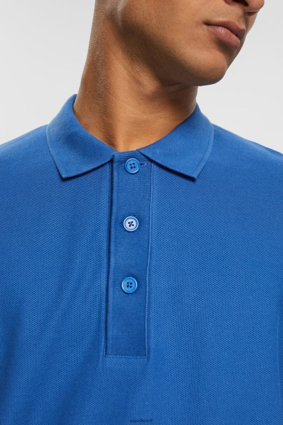 camisa pólo piquê manga longa homens Esprit azul pólos 82P6TP952