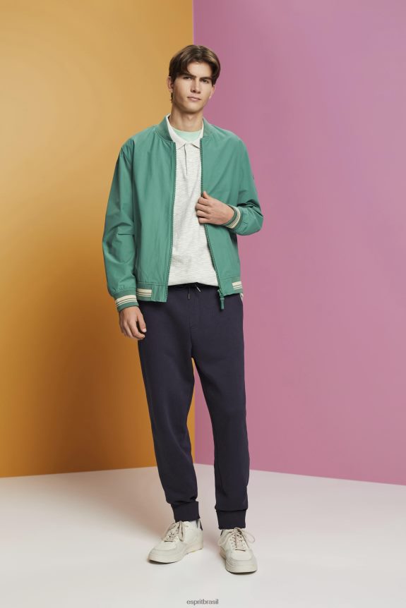 camisa polo melange listrada fina homens Esprit verde cítrico pólos 82P6TP703