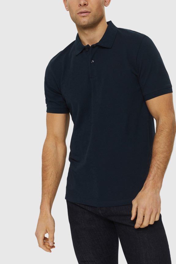 camisa polo piquê algodão pima homens Esprit marinha pólos 82P6TP925