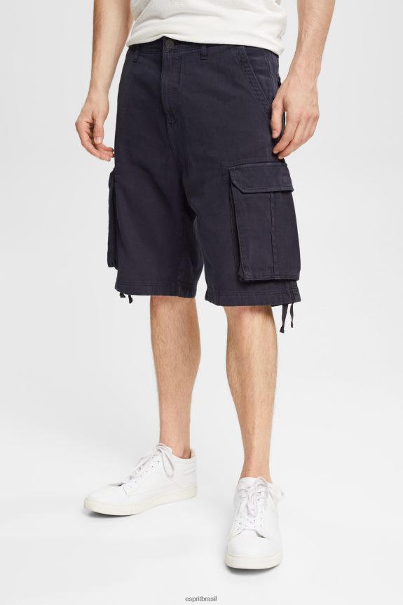 shorts cargo feitos de algodão sustentável homens Esprit marinha shorts 82P6TP846