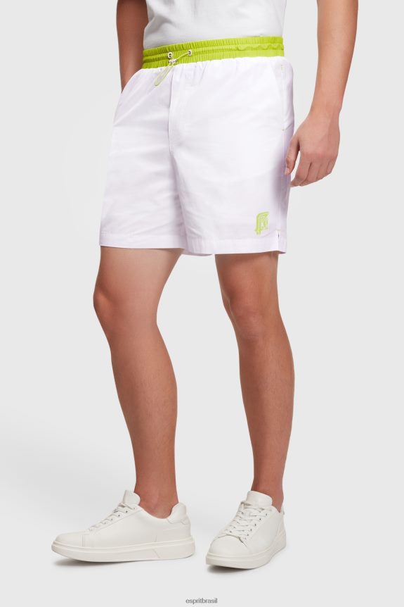 shorts relaxados com cintura neon homens Esprit branco shorts 82P6TP890