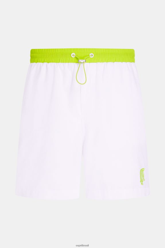 shorts relaxados com cintura neon homens Esprit branco shorts 82P6TP890