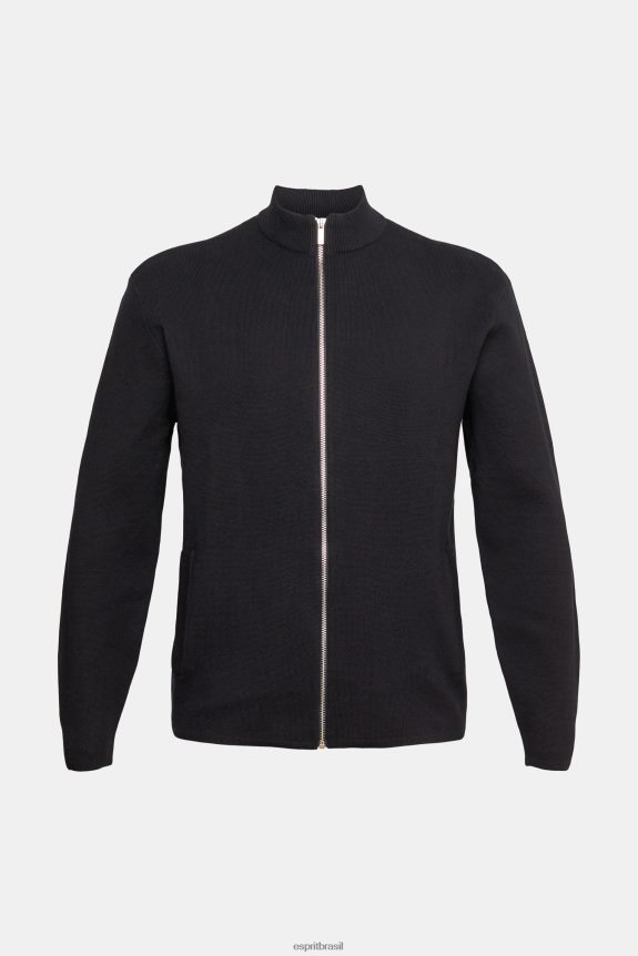 cardigã com zíper homens Esprit preto suéteres 82P6TP921