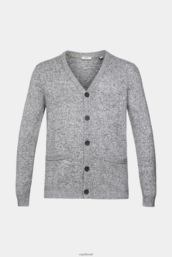 cardigan de malha com botões homens Esprit cinza médio suéteres 82P6TP697