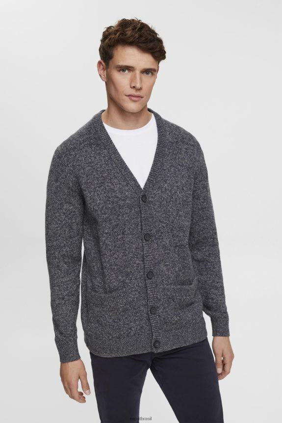 cardigan de malha com botões homens Esprit marinha suéteres 82P6TP698