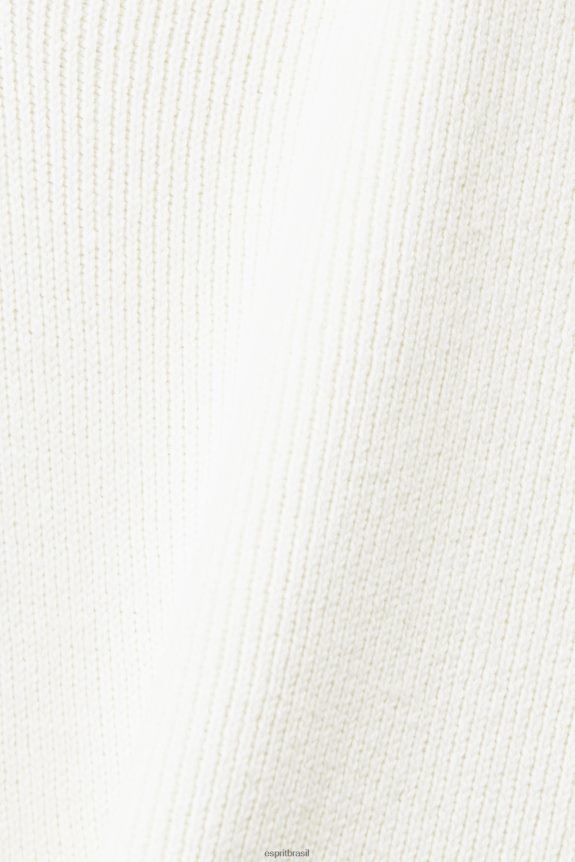 suéter de algodão sustentável com decote em V homens Esprit off white suéteres 82P6TP725