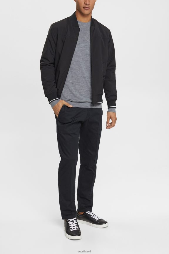 suéter de lã tricotado homens Esprit cinza suéteres 82P6TP907