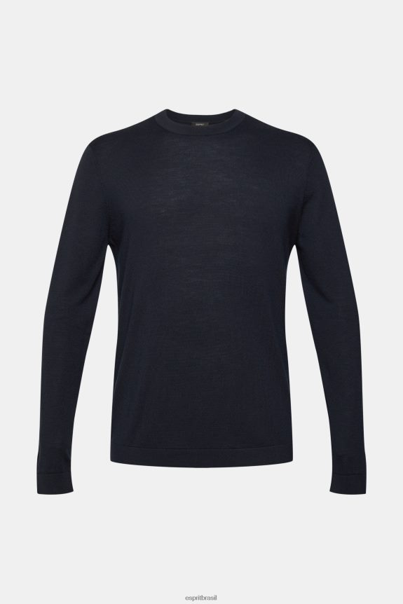 suéter de lã tricotado homens Esprit marinha suéteres 82P6TP904