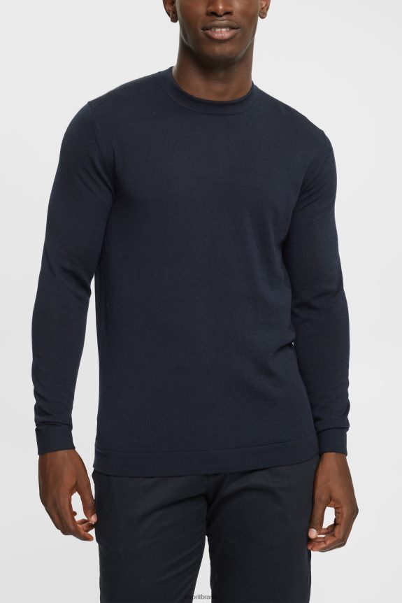 suéter de lã tricotado homens Esprit preto suéteres 82P6TP903