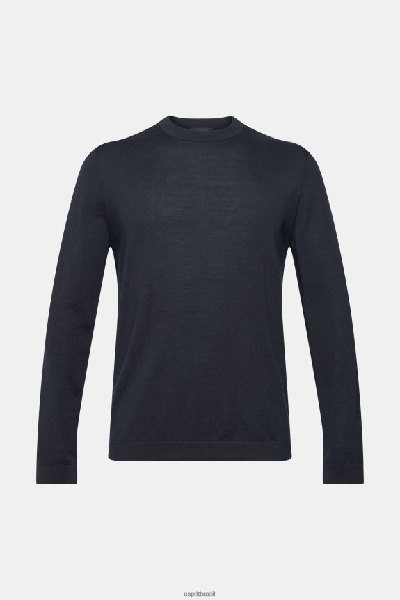 suéter de lã tricotado homens Esprit preto suéteres 82P6TP903