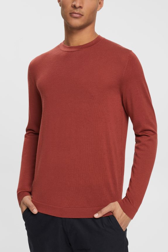 suéter de lã tricotado homens Esprit terracota suéteres 82P6TP906