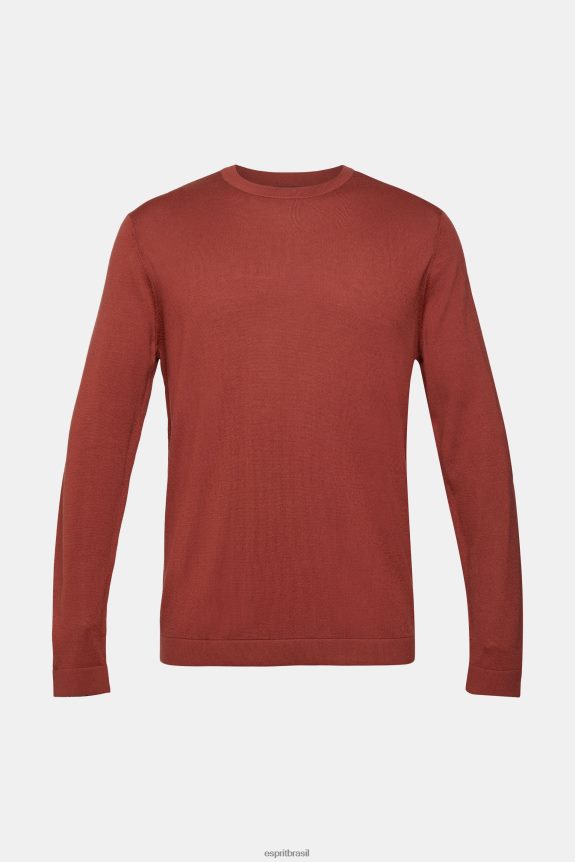 suéter de lã tricotado homens Esprit terracota suéteres 82P6TP906