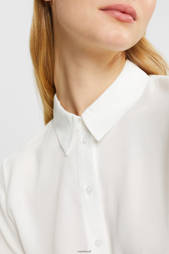 blusa camisa, lenzing ecovero mulheres Esprit off white blusas 82P6TP425