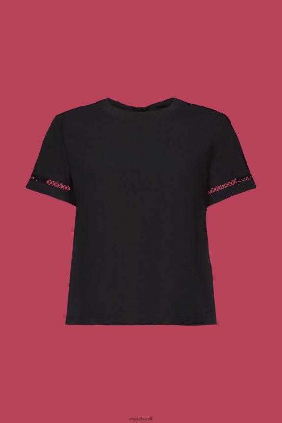 blusa com costas abertas, tencel mulheres Esprit preto blusas 82P6TP200