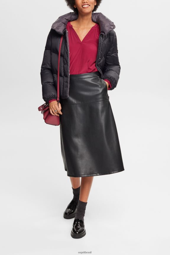 blusa com detalhes franzidos, lenzing ecovero mulheres Esprit vermelho cereja blusas 82P6TP371