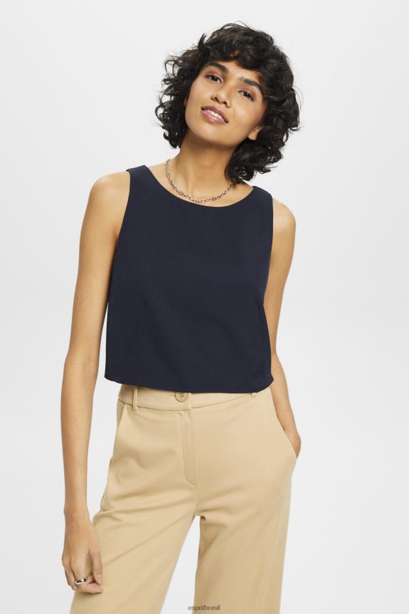 blusa cropped sem manga mulheres Esprit marinha blusas 82P6TP310