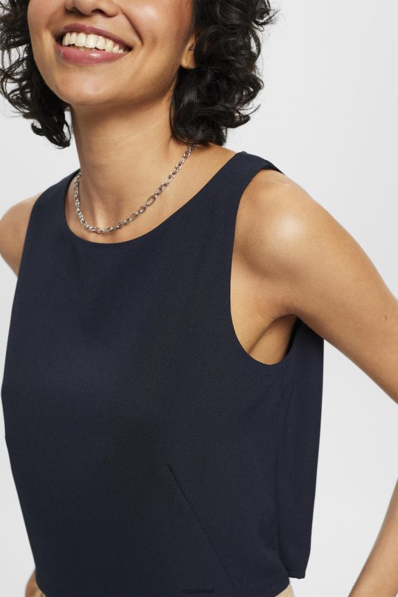 blusa cropped sem manga mulheres Esprit marinha blusas 82P6TP310