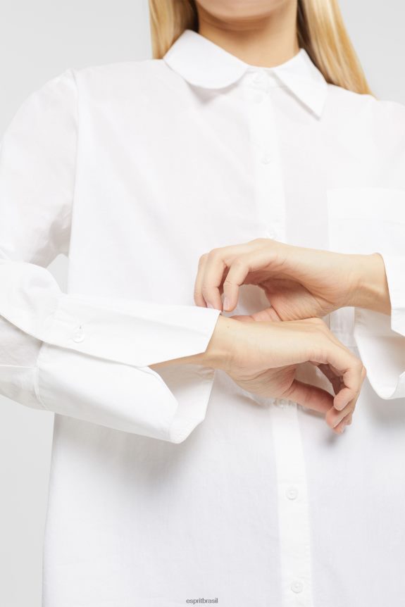 blusa de algodão branca oversized mulheres Esprit branco blusas 82P6TP406