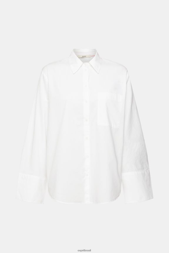 blusa de algodão branca oversized mulheres Esprit branco blusas 82P6TP406