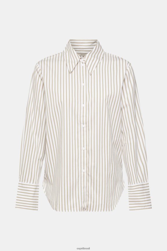 blusa longa de tecido listrado mulheres Esprit branco blusas 82P6TP397