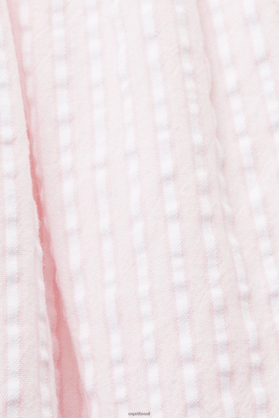 blusa manga curta texturizada mulheres Esprit luz rosa blusas 82P6TP117