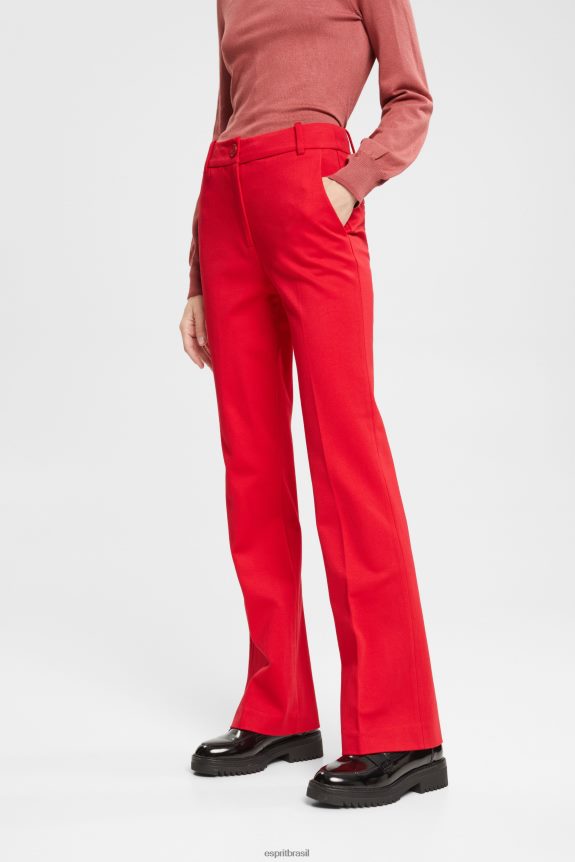 calça bootcut com cintura alta e stretch mulheres Esprit vermelho escuro calças 82P6TP336