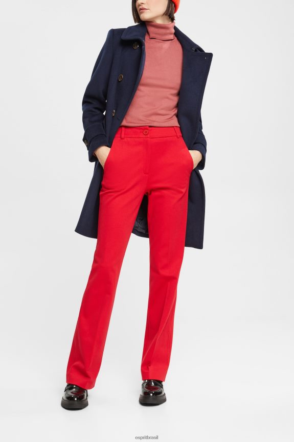 calça bootcut com cintura alta e stretch mulheres Esprit vermelho escuro calças 82P6TP336