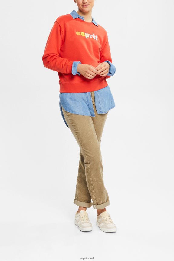 calças de cordão mulheres Esprit cáqui claro calças 82P6TP346