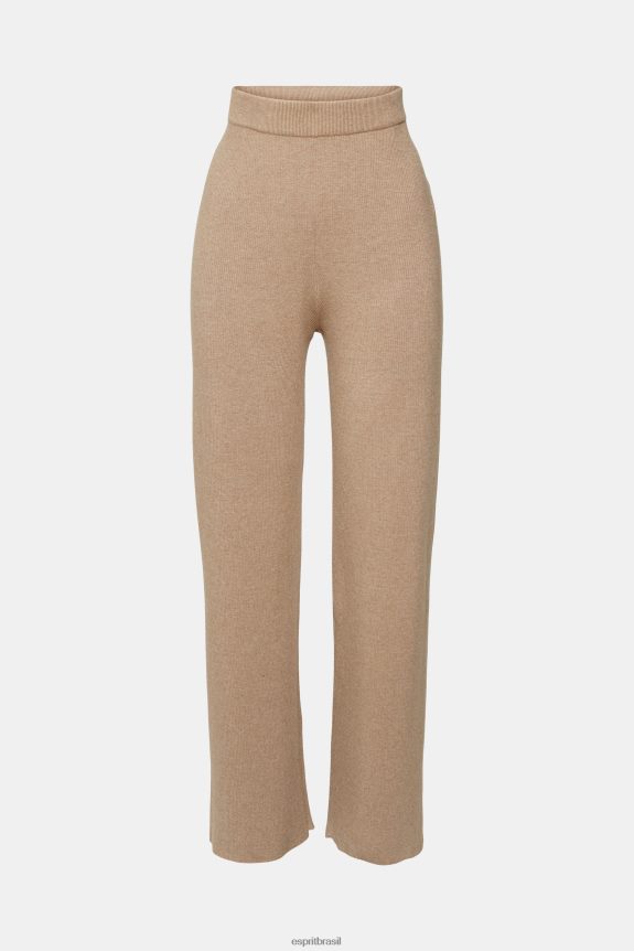 calças de malha com cintura alta mulheres Esprit cinza calças 82P6TP467