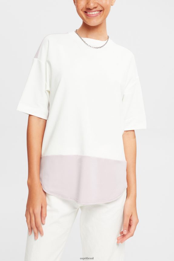 camiseta bicolor mulheres Esprit off white Camisetas 82P6TP393