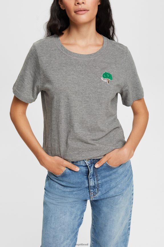camiseta bordada mulheres Esprit cinza médio Camisetas 82P6TP528