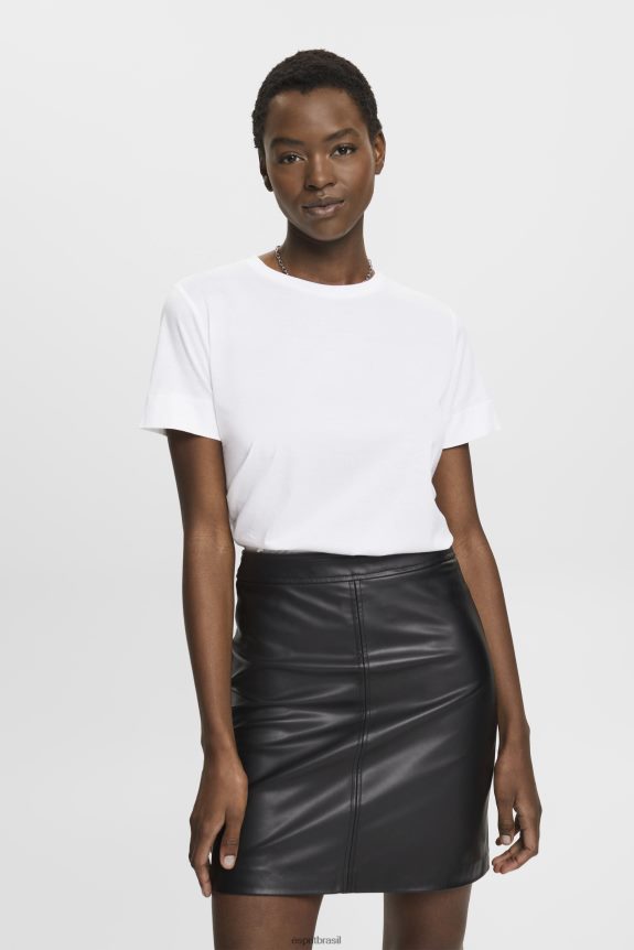 camiseta com estampa no peito mulheres Esprit branco Camisetas 82P6TP316