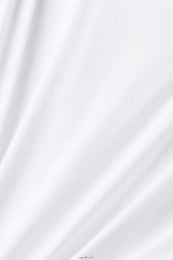 camiseta com estampa no peito mulheres Esprit branco Camisetas 82P6TP316