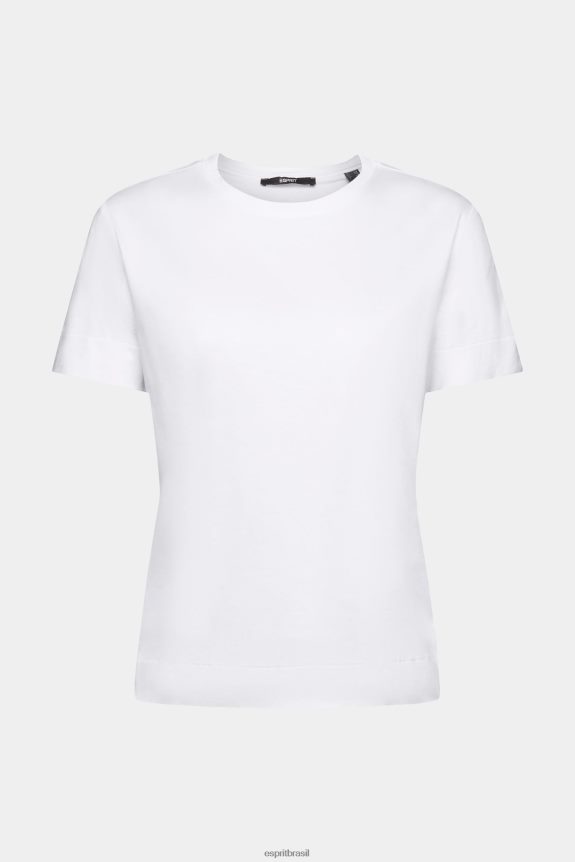 camiseta com estampa no peito mulheres Esprit branco Camisetas 82P6TP316