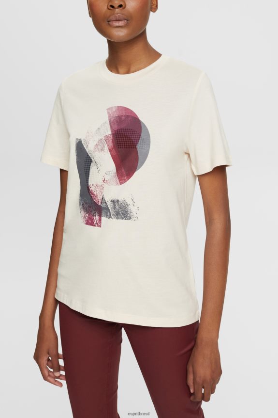 camiseta com logo, mistura de tencel mulheres Esprit nu Camisetas 82P6TP441